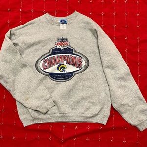 Vtg 2000 Super Bowl St Louis Rams Champions Football Sweatshirt Pullover Gray XL